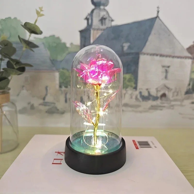 Eternal Forever Galaxy Rose Flower In Glass Dome LED Light Romantic Gift for Her