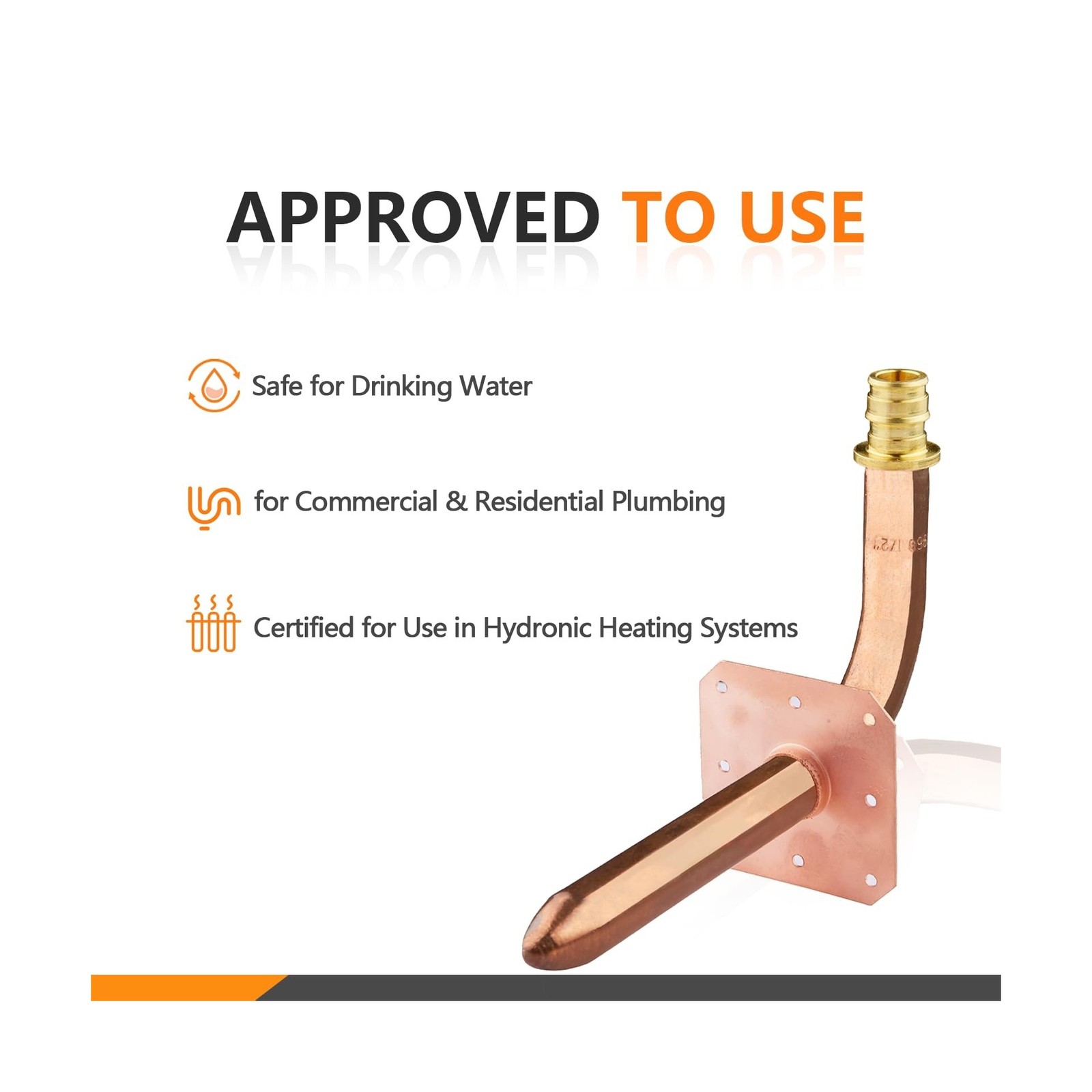 50-Pack HeSun 1/2 Inch Pex-A Expansion Copper Stub Out Elbow, 6″-Length PEX S…