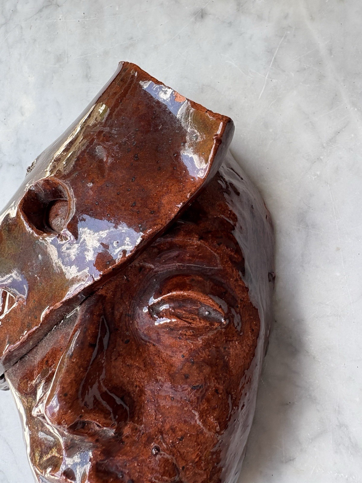 Studio Pottery Two Faced Wall Hanging Mask Broken Face Theatre *Read Artistic