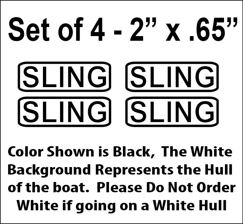 Set of 4 – 2″ x .65″ Sling Boat Decals #2