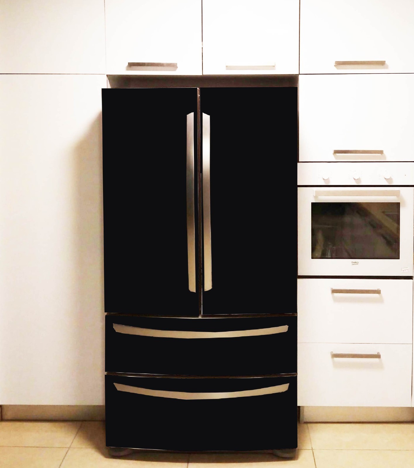 Black Solid Color Fridge Cover Waterproof Adhesive Vinyl