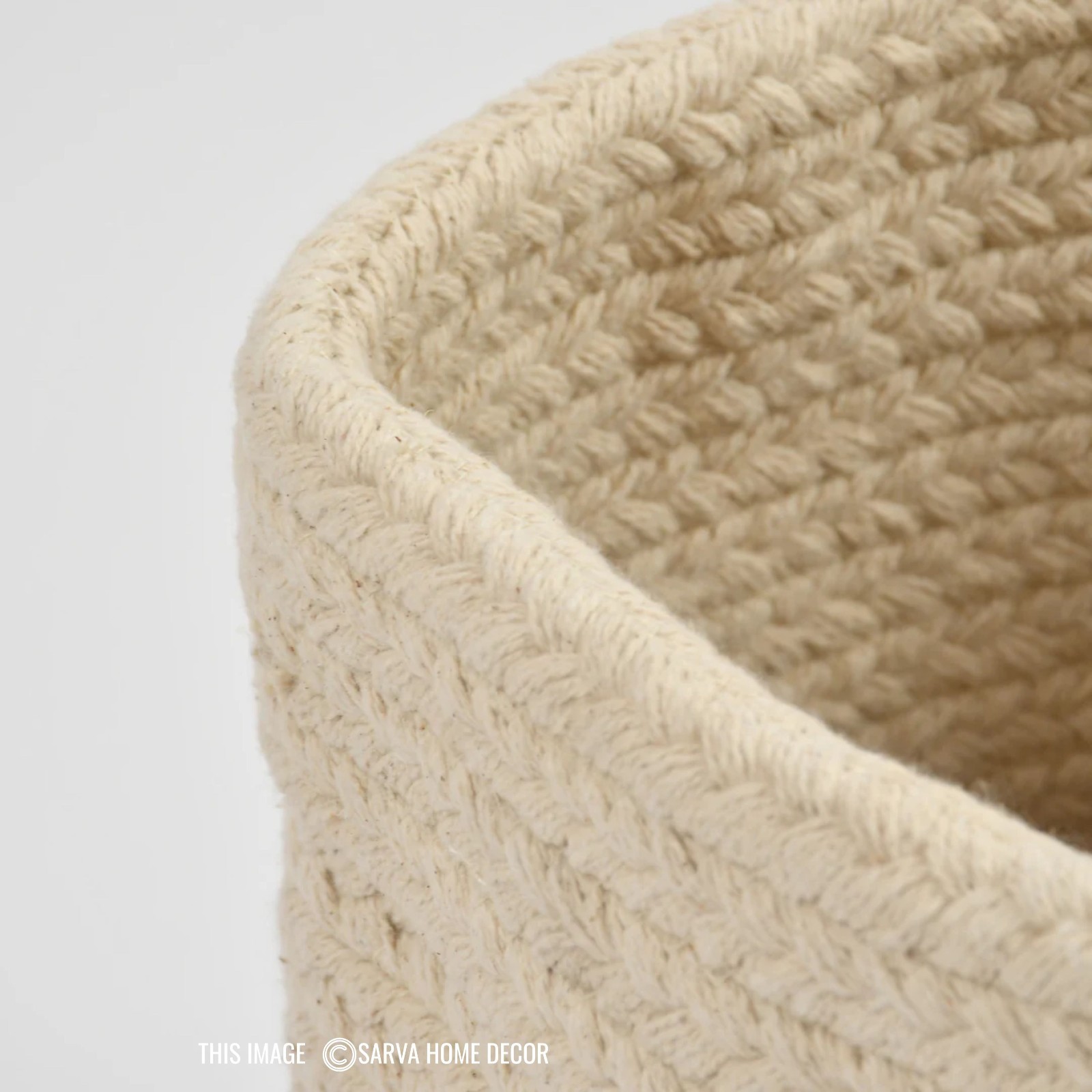 Handmade Jute & Cotton Storage Basket Natural Woven bathroom, kids Home Decor