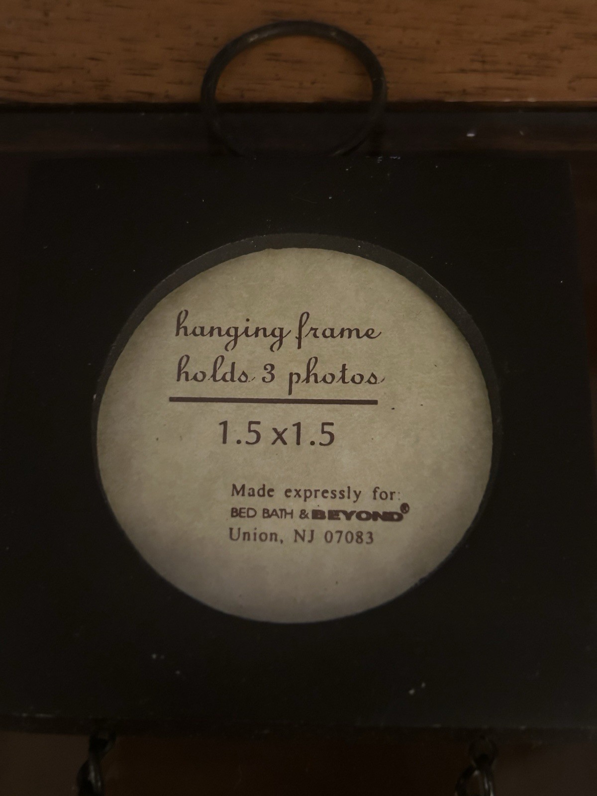3 Piece Hanging Frame Holds 3 Photos 1.5 X 1.5