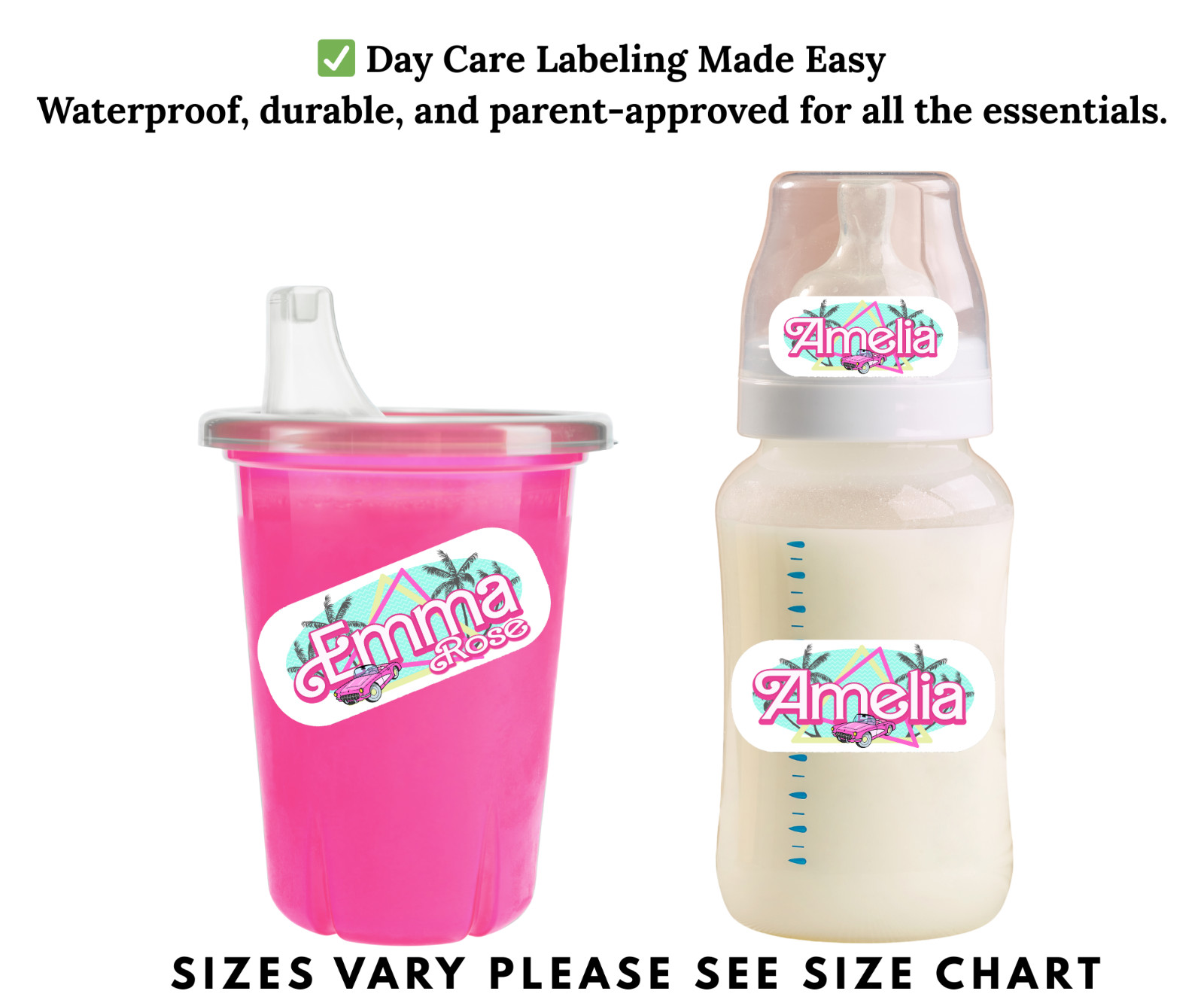 Personalized Retro Name Stickers – Waterproof Labels for School & Travel Gear