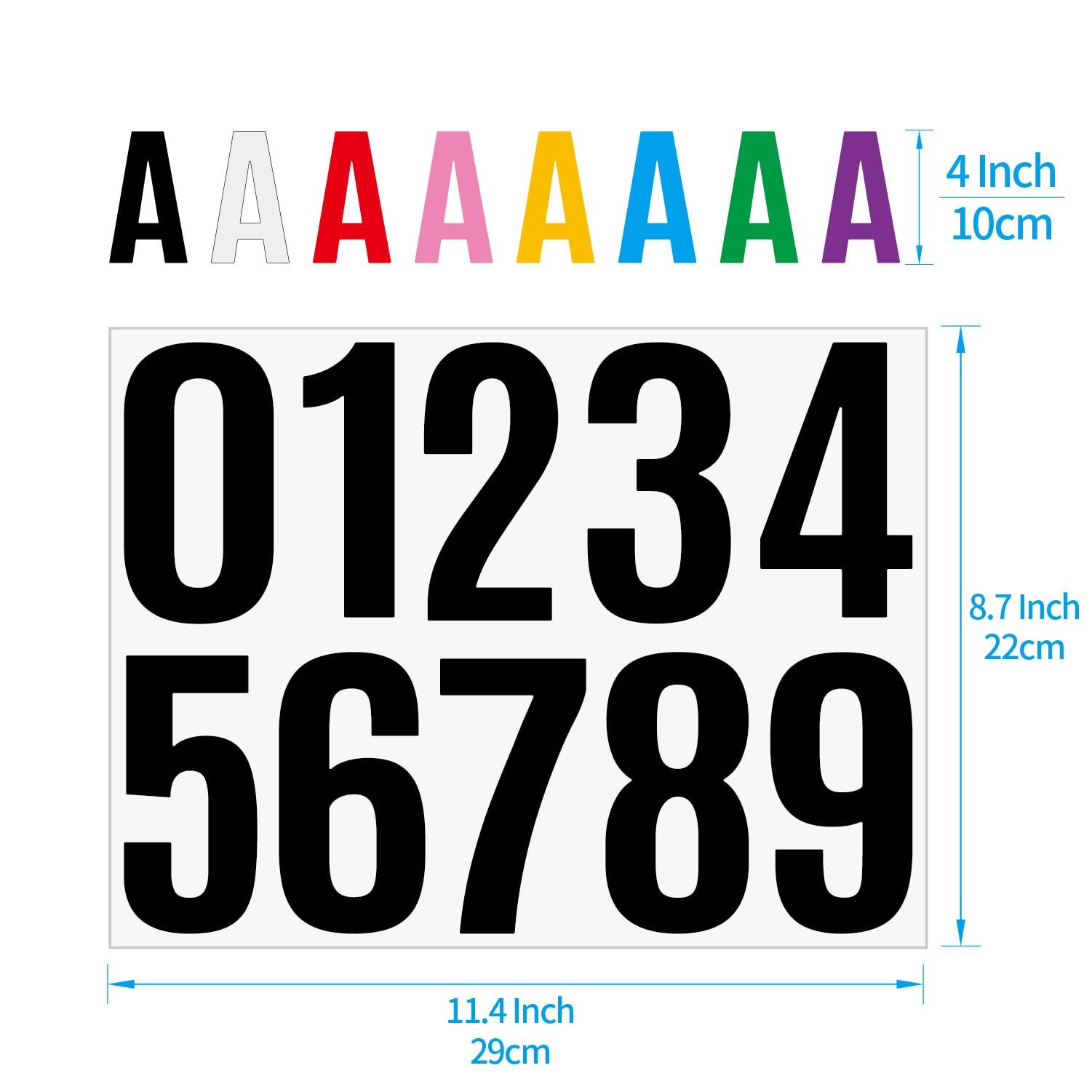 15 Sheets Large Self Adhesive Vinyl Letters Numbers Kit 4 Inch Mailbox Numbers