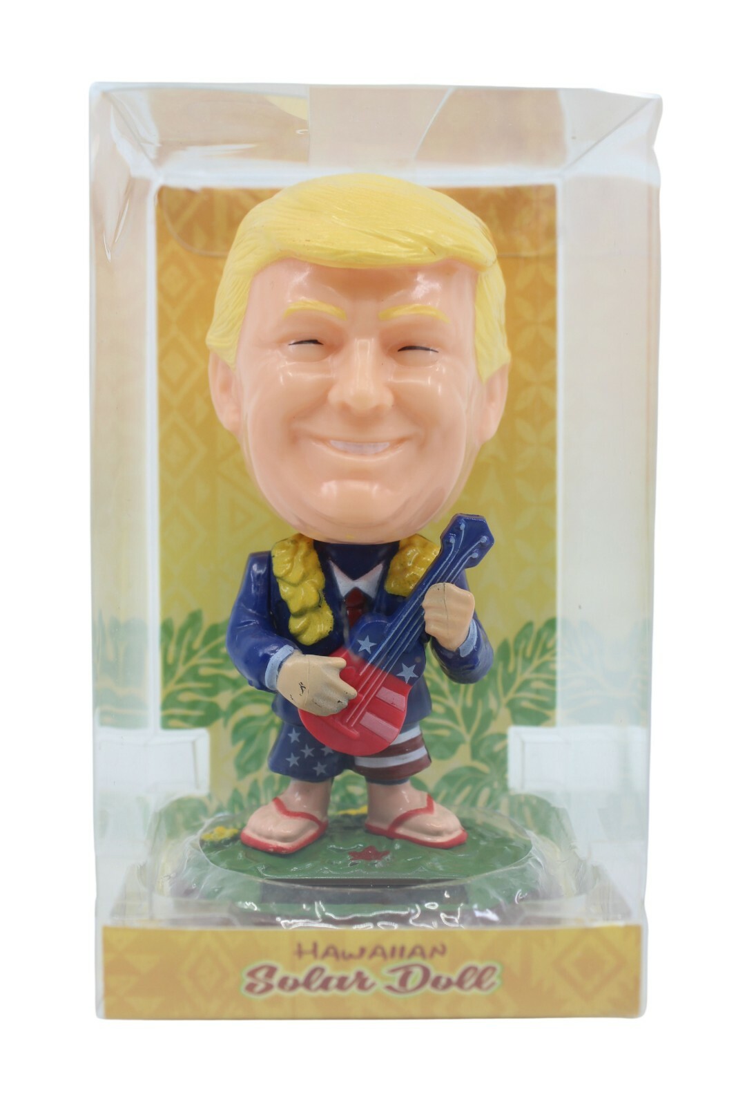 Donald Trump Hawaiian Solar Doll Bobblehead – Solar Powered, Dashboard Decor