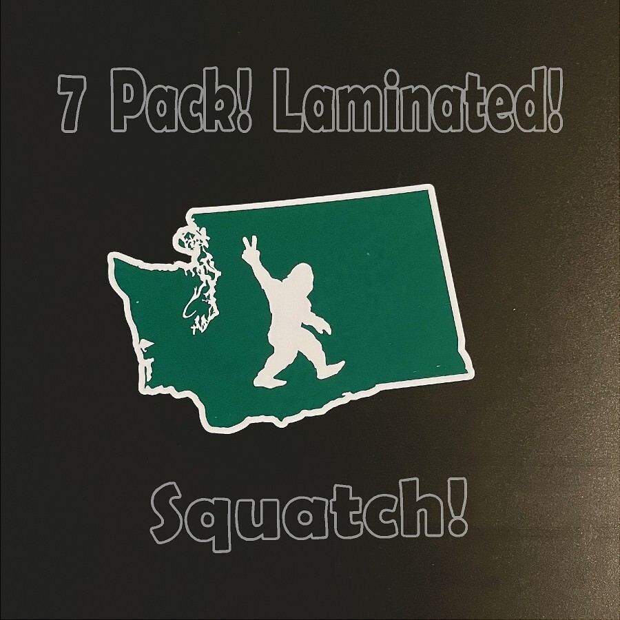 Sasquatch aka Bigfoot or Yeti 7-PACK High Quality Laminated Stickers Washington