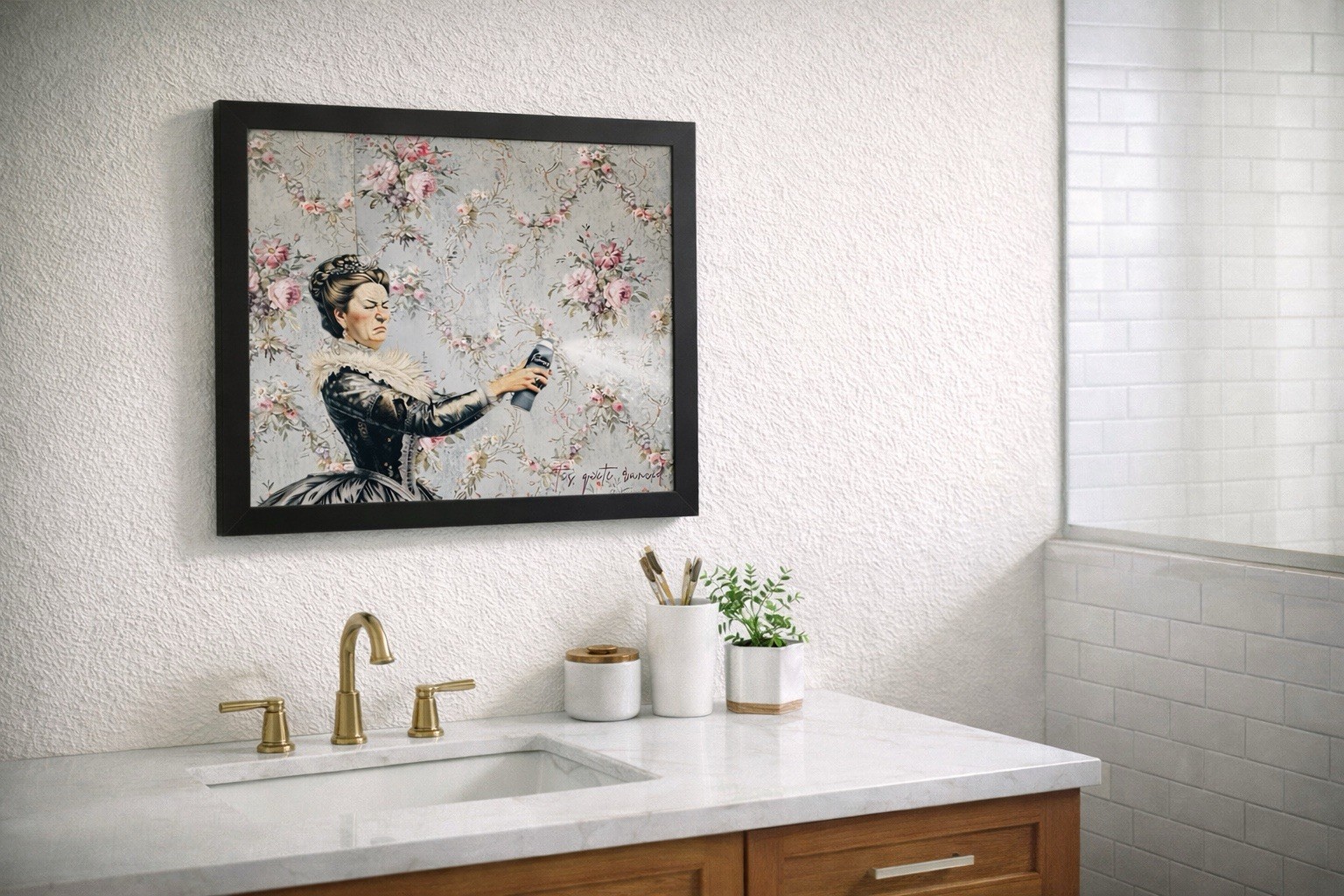 Framed 11×14 Funny Vintage Bathroom Wall Art – 100% Unique ~ TheAceCo Designs