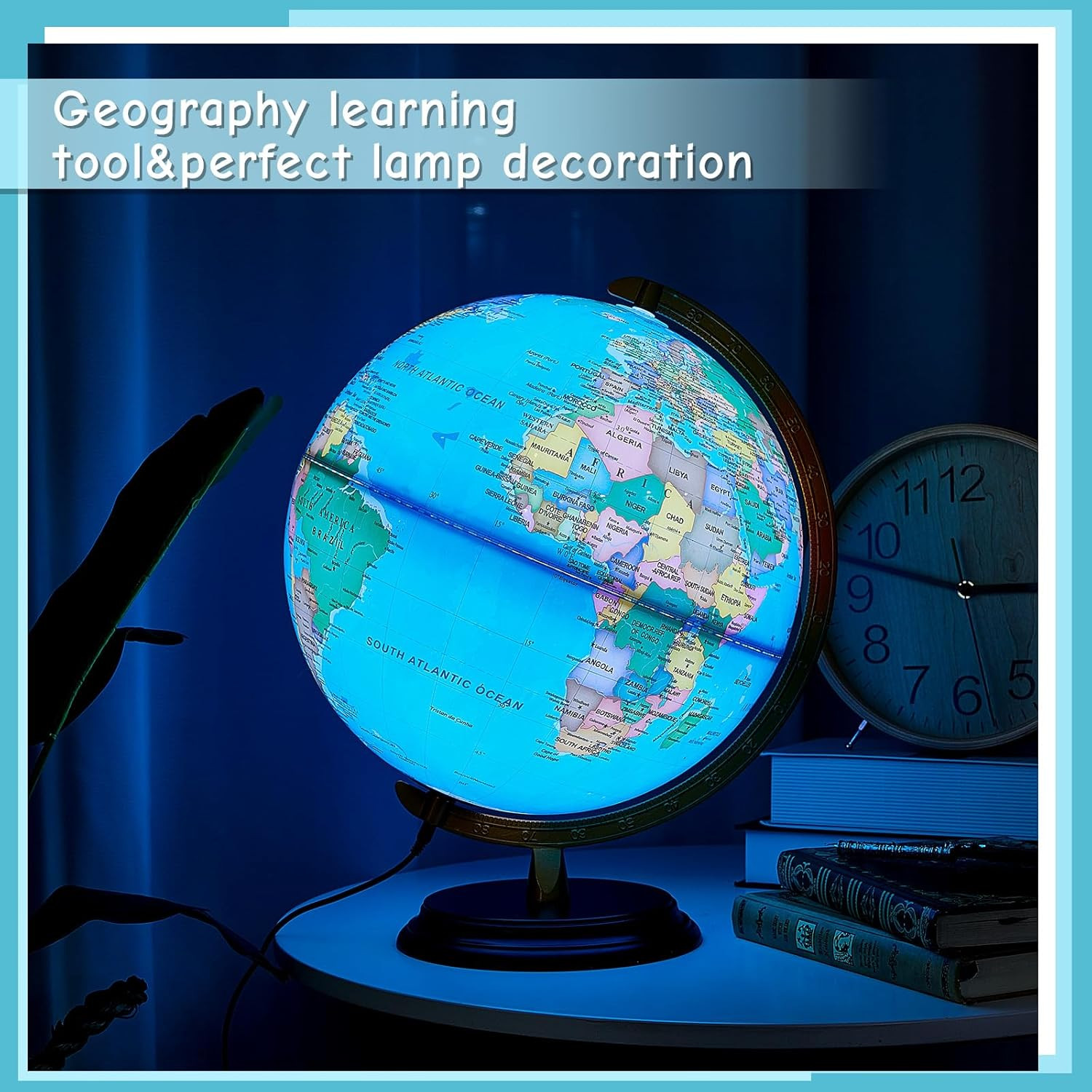 13” Illuminated World Globe for Adults 720°/360° Rotation Rewritable Light up G