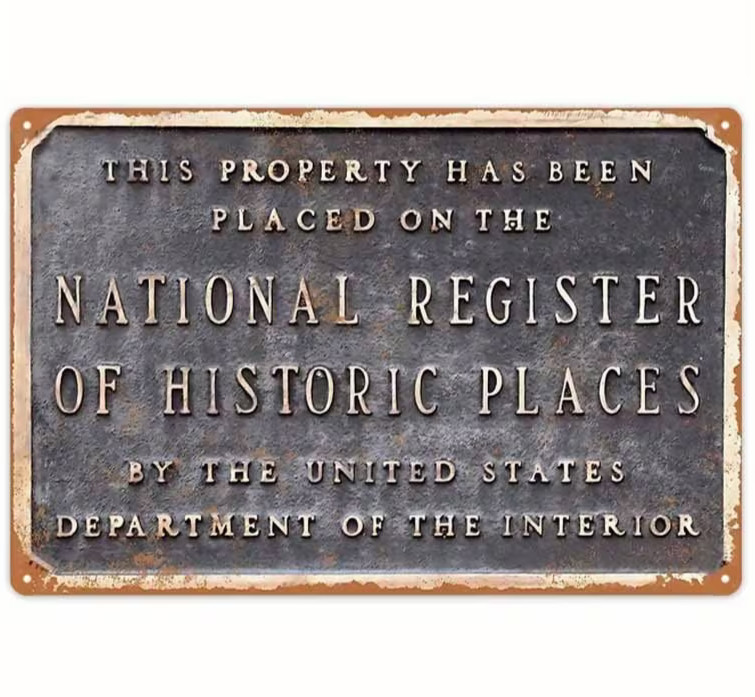 NEW 2D 8×12 Blue Brown ”National Register Of Historic Places” Metal Wall Sign