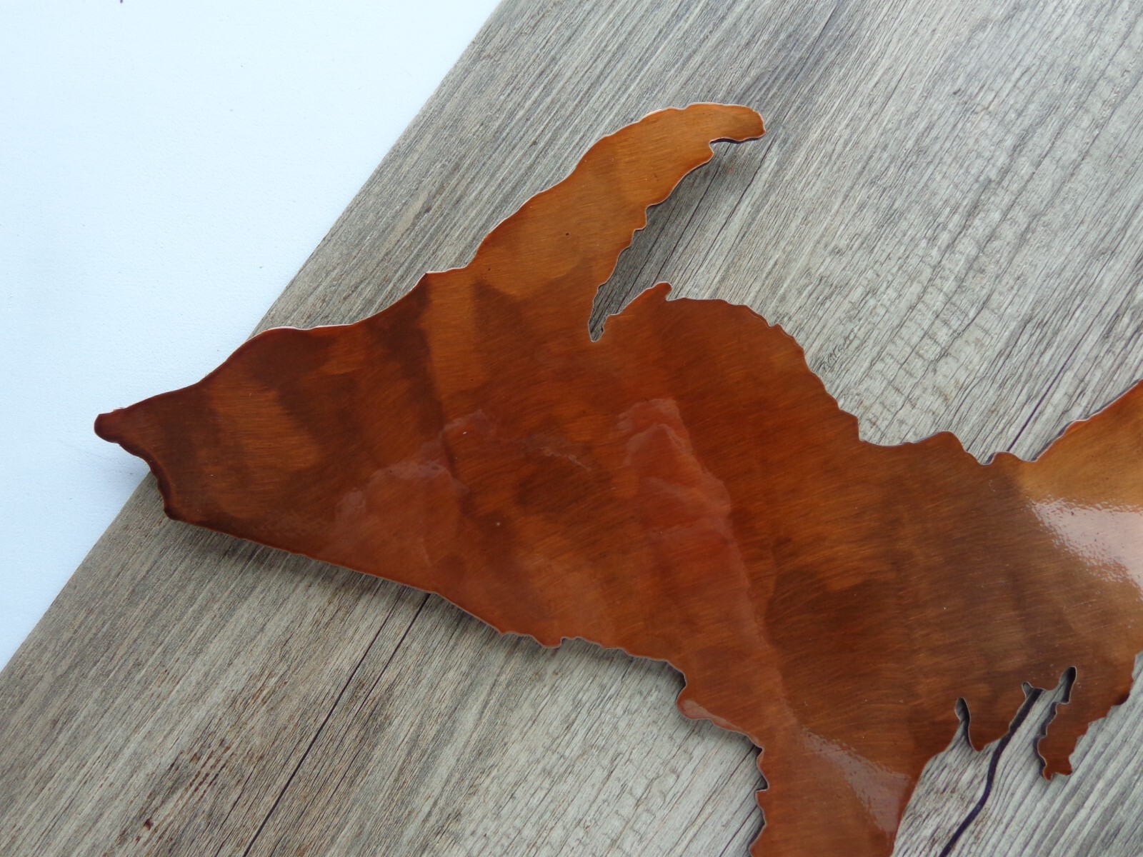 Upper Peninsula of Michigan Plasma Cut Wall Art 13″ x 7″ Translucent Copper