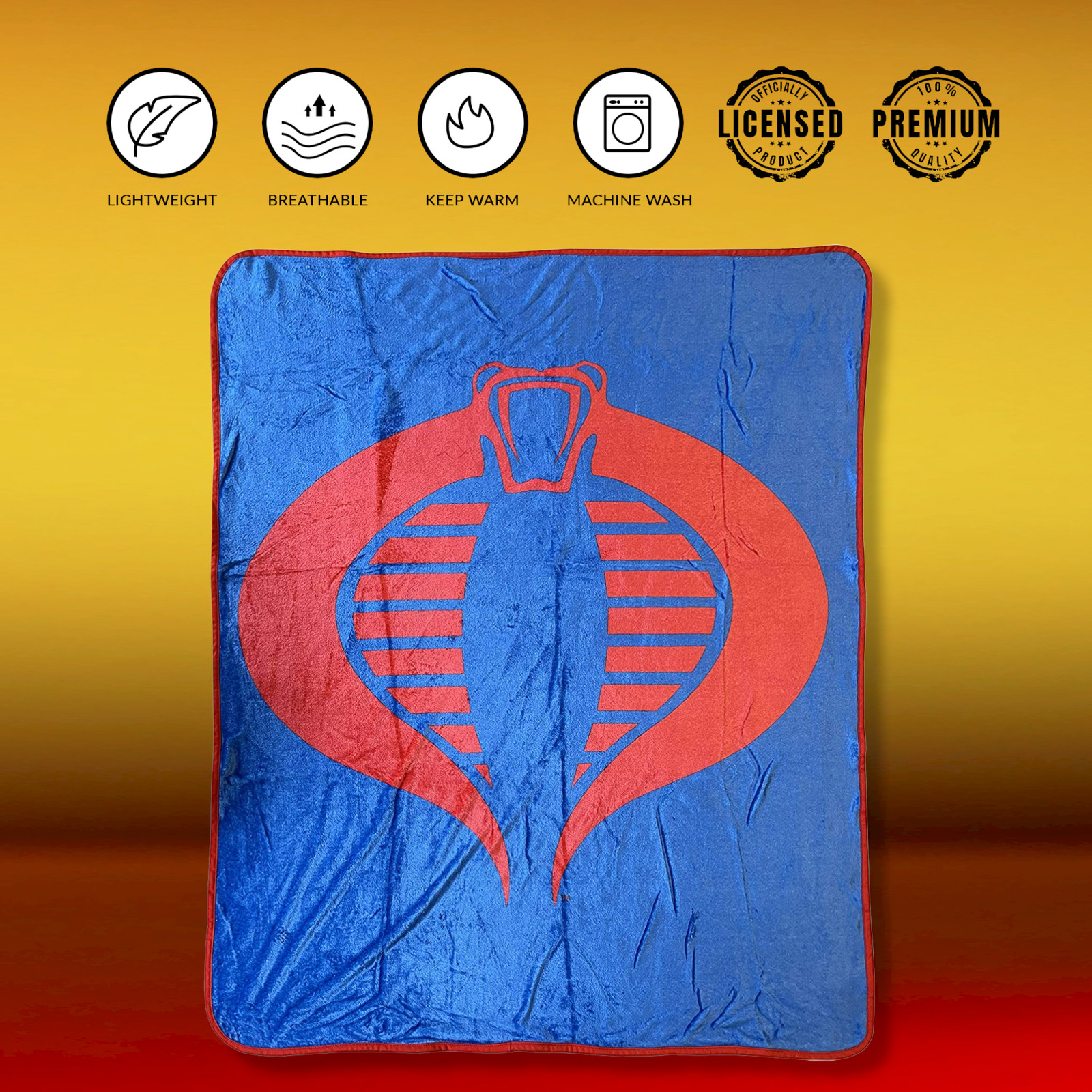 Hasbro G.I. Joe Cobra Symbol Blue 80’s Cartoon Throw Blanket