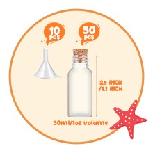 50 Pas 1 oz Plastic Sand Art Bottles with Cork Spers Mini Vial