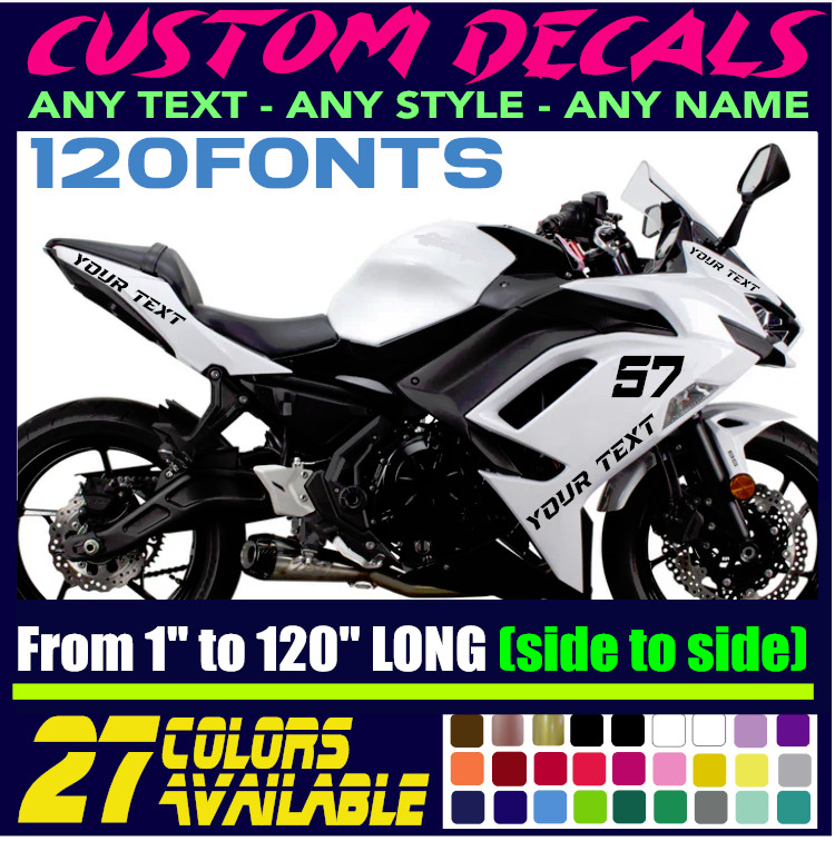 Custom Made Decal Sticker Vinyl For Car, Motorcycle, Truck, Helmet ANY TEXT (11