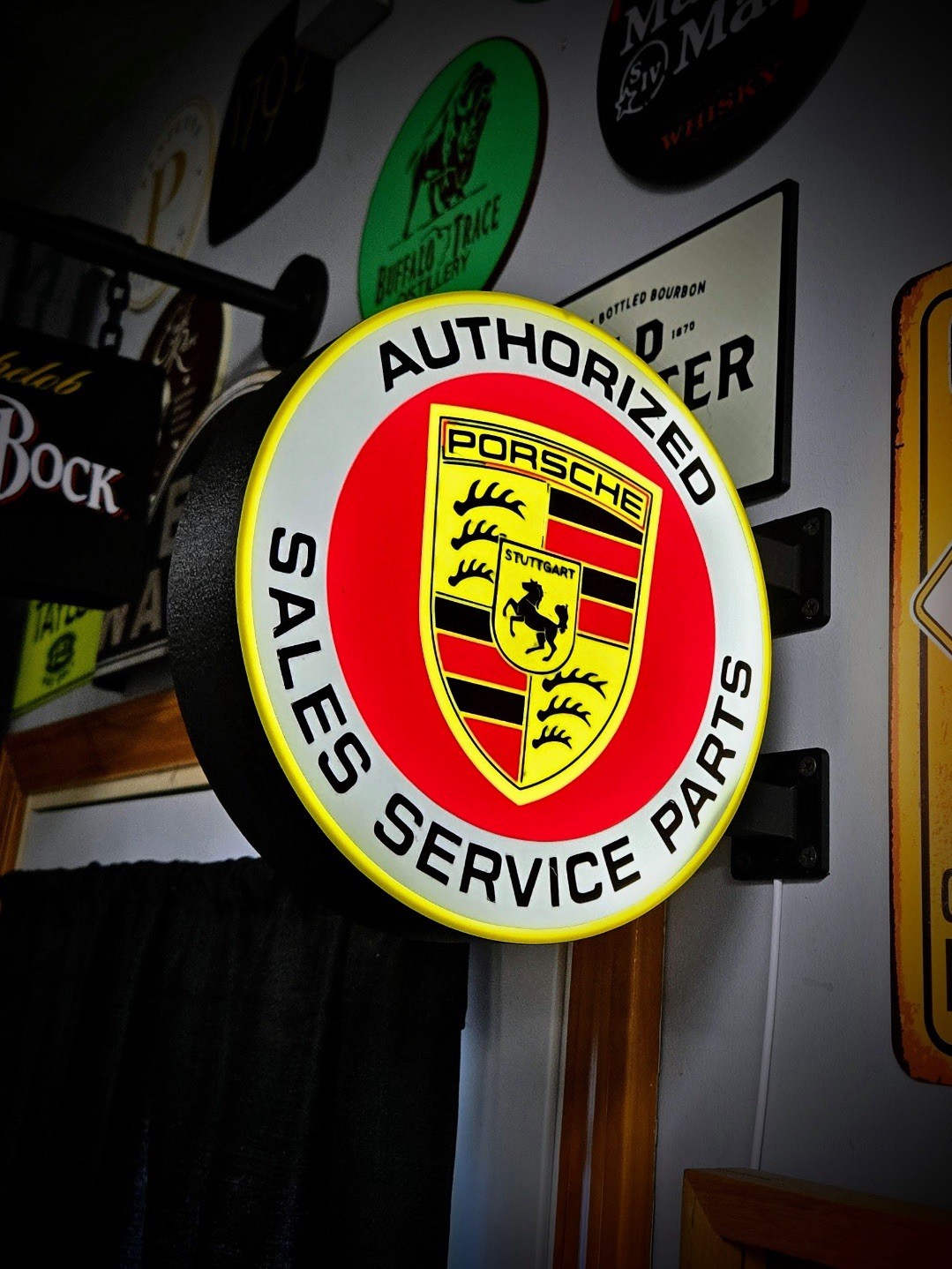 Porsche Sales Service Round LED Light Box | Double Sided RGB Option