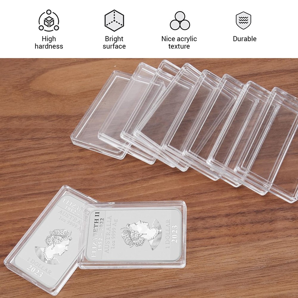 5-200x Clear Acrylic 1 Oz Silver Bar Capsule Holder Storage Case Container Box
