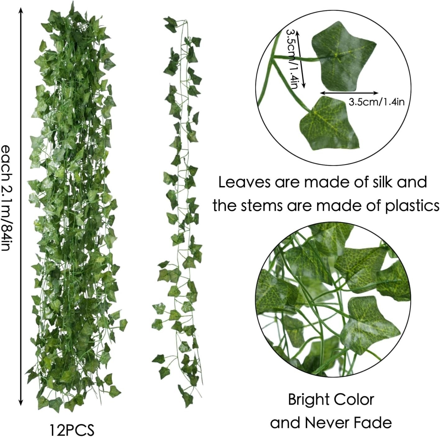 12 Pack Fake Ivy Vines – 84 Feet of Lifelike Hanging Greenery for All Occasions