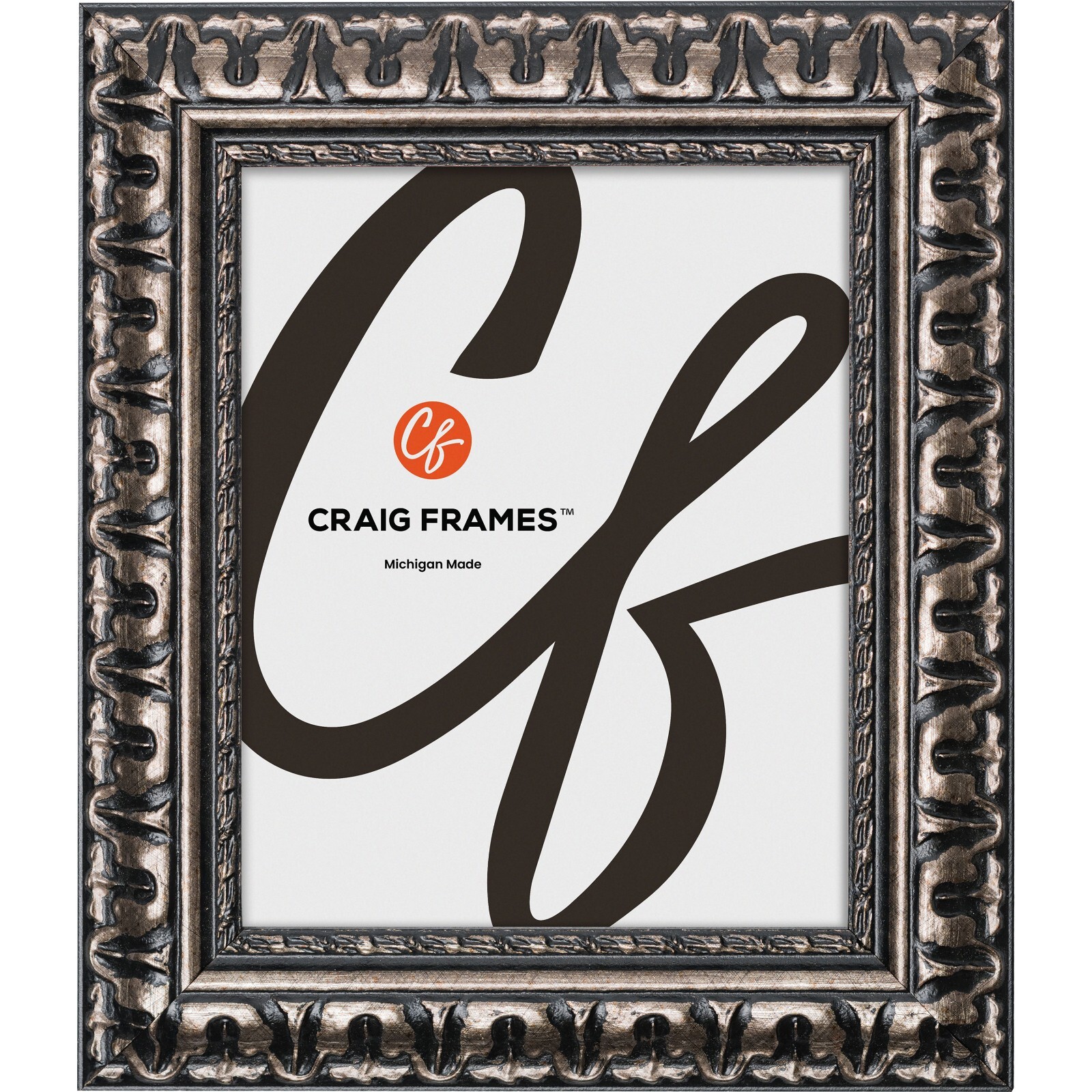 Bravado, 2″ Wide Scratched Silver Picture Frame, Common Sizes 4×5 – 24×36