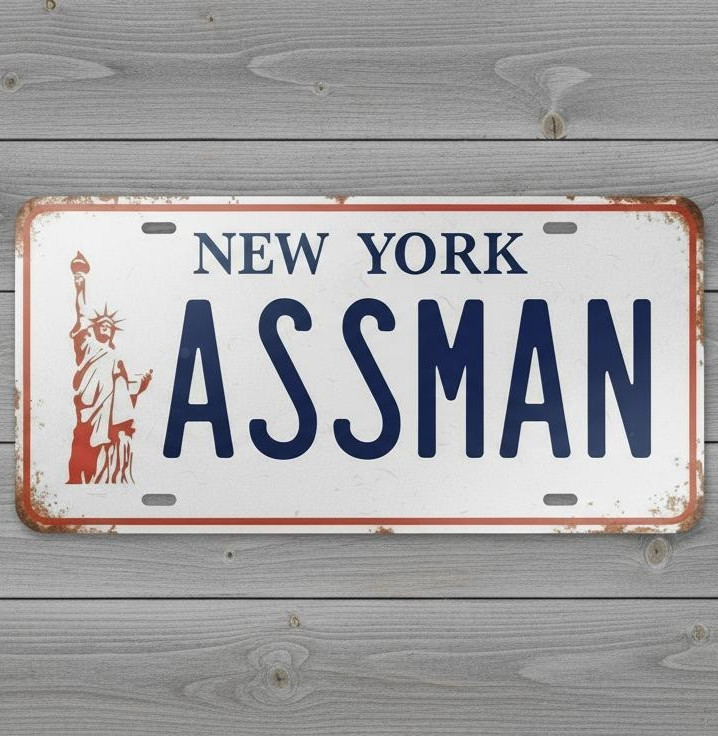 New York ASSMAN Seinfeld 6 x 12 Vintage Novelty Aluminum License Plate New!