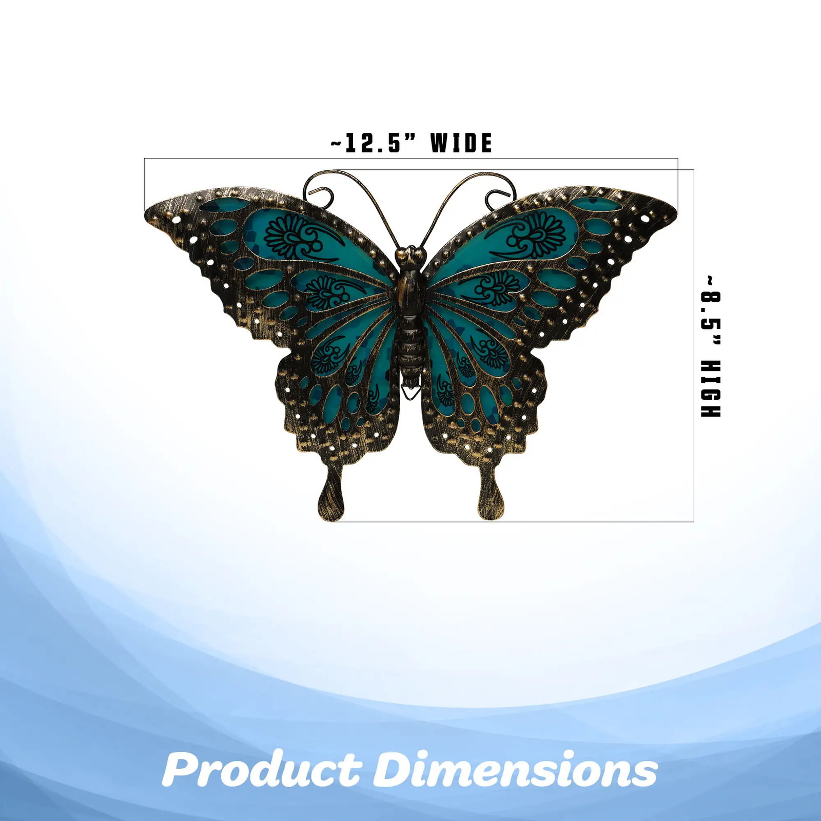 G128 Black and Green Butterfly Metal Wall Art Decor Indoor Outdoor