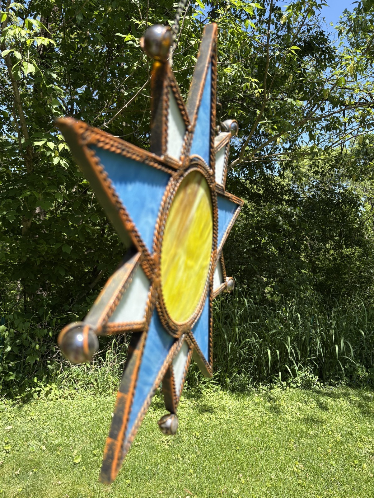 Large Stained Glass Sun & Star Hanging weight 2 lbs 15 oz