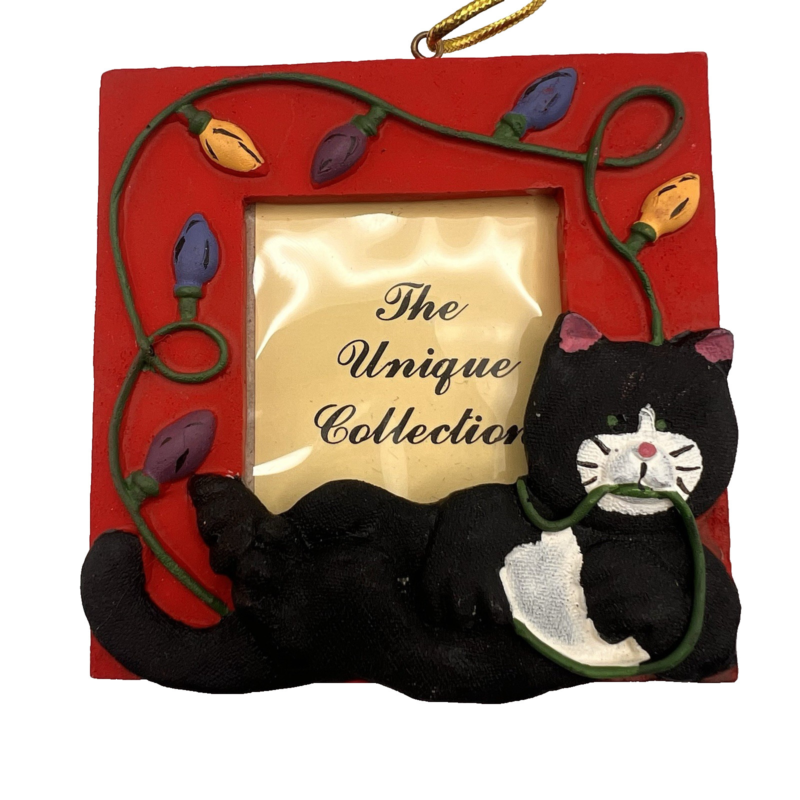 Lot of 5 Cat Christmas Ornament Frames 3″x 3″ Holds 1.5″x1.5″ Photo Cat Lovers