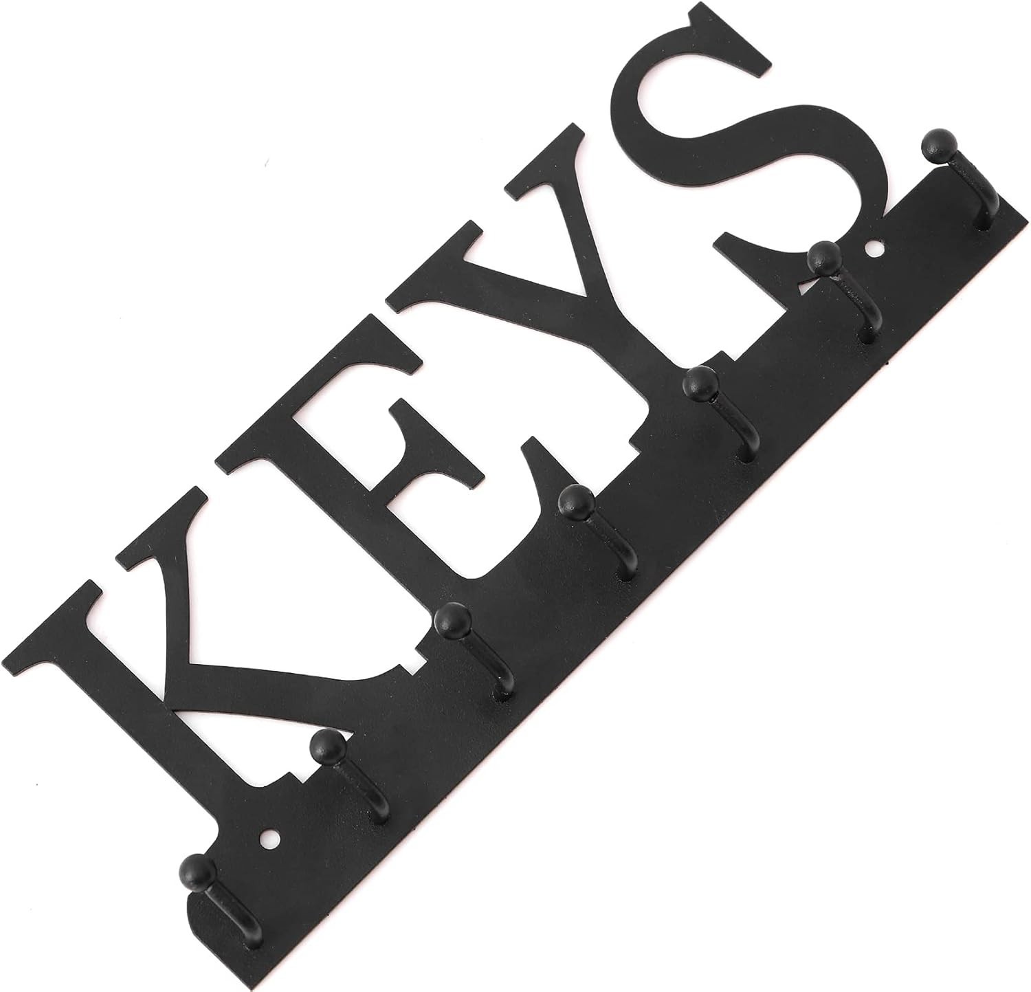 Decorative Key Hooks for Wall – 7 Hook Black Metal Organizer Hanger – 10 Inch