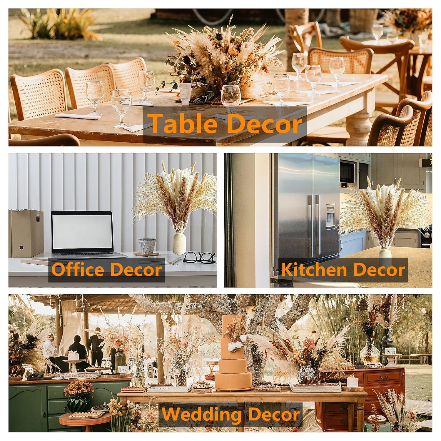White Pampas Grass Decor 46″ Tall Stems 10 Pieces Large Boho Home Decor