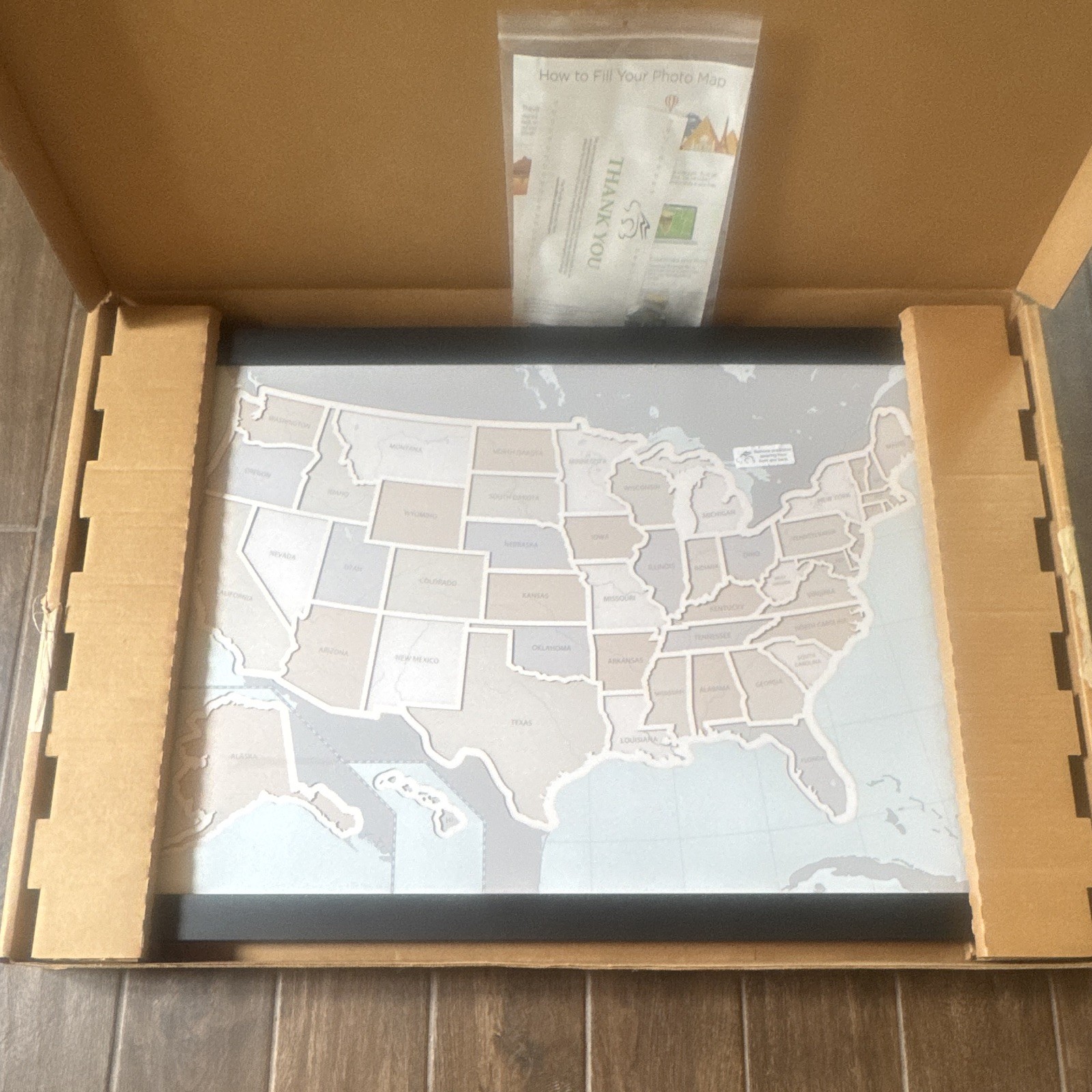 United States Photo Map Paper Poster Gray/White 39 x 27 Horizontal Wall Print