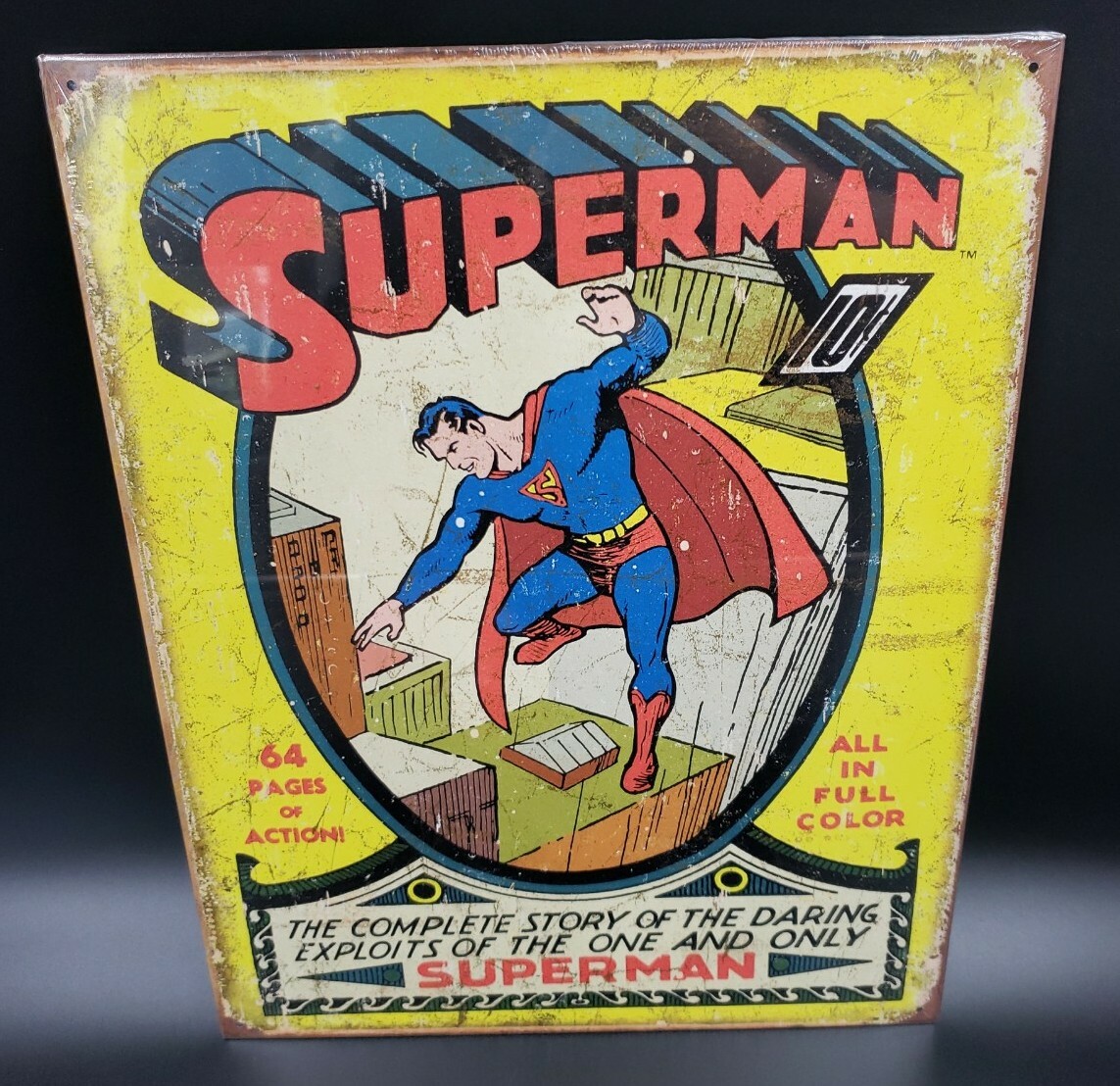 DC Comics Superman No.1 Cover Tin Metal Sign, MADE IN USA, Comic Book Wall Art