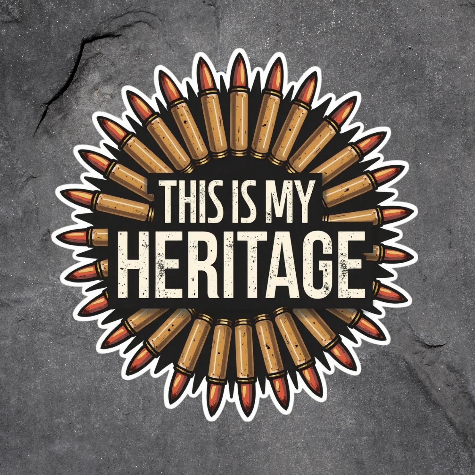 Heritage sticker vinyl decal ammunition rounds patriotic rights freedom