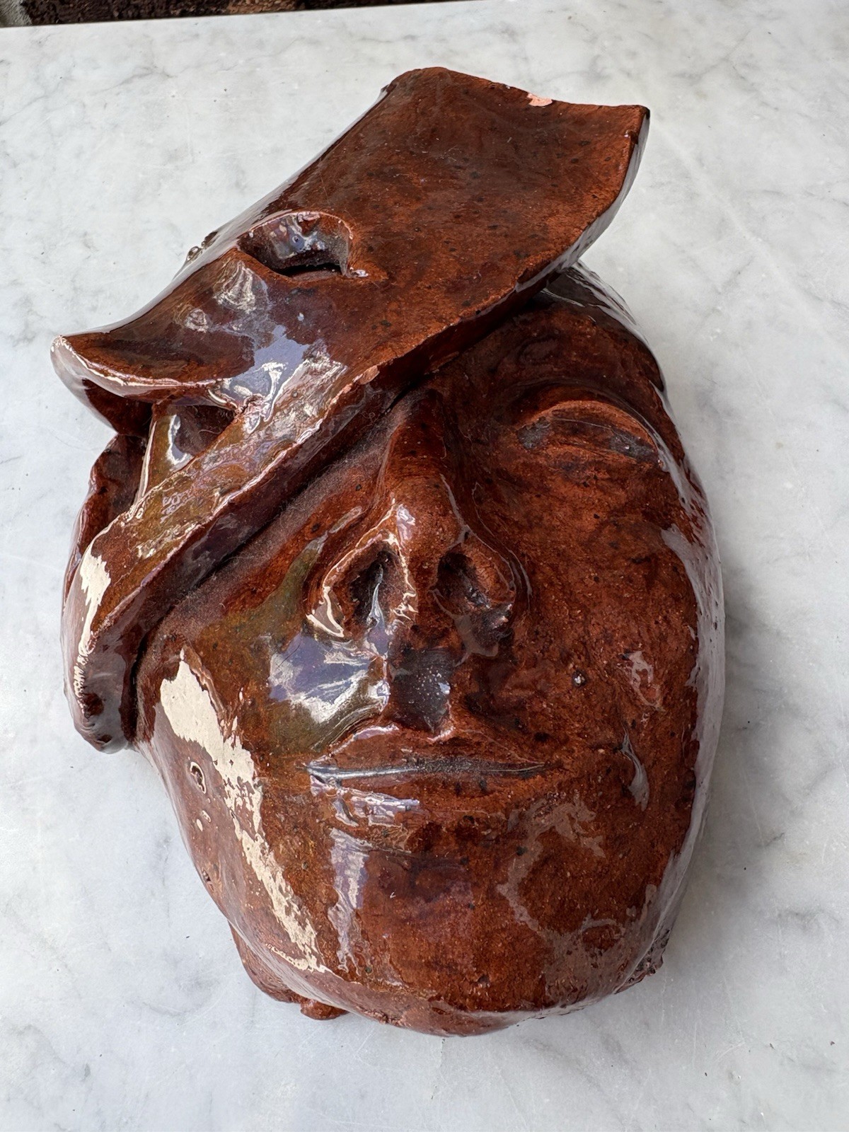 Studio Pottery Two Faced Wall Hanging Mask Broken Face Theatre *Read Artistic