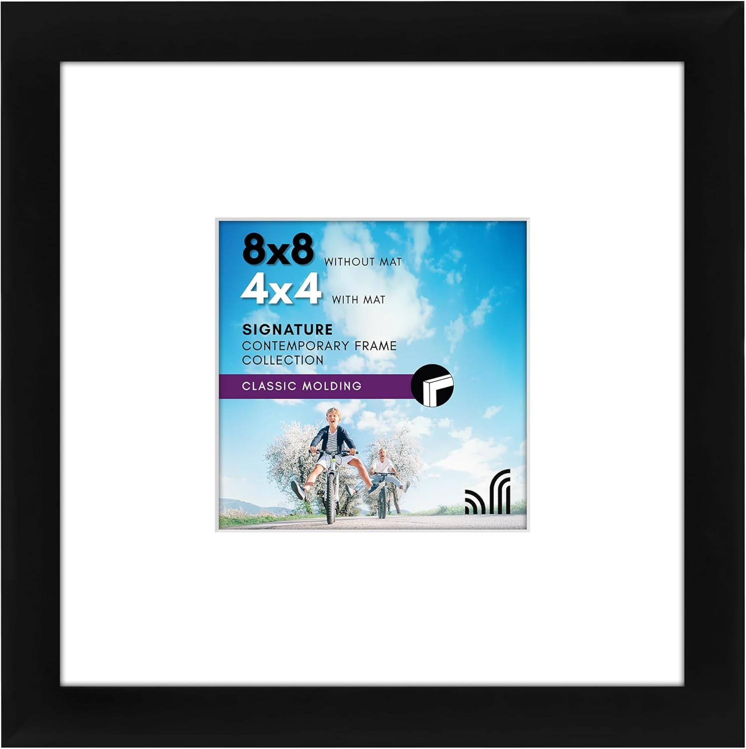 Americanflat 8X8 Picture Frame with Shatter-Resistant Glass – Use as 4X4 Frame w