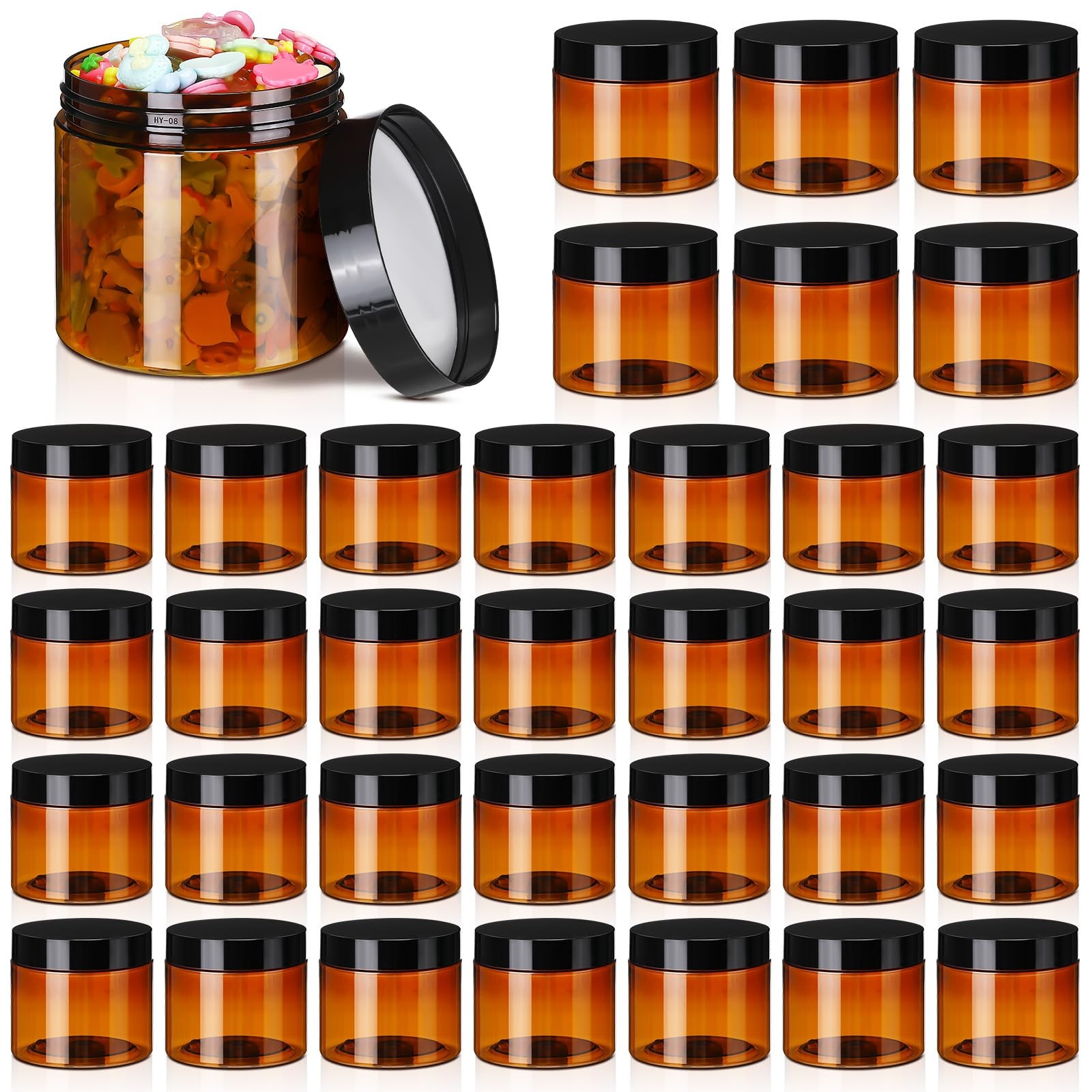 Tanlade 40 Pcs 2 Oz Plastic Jars Lids Round Cosmetic Containers Refillable