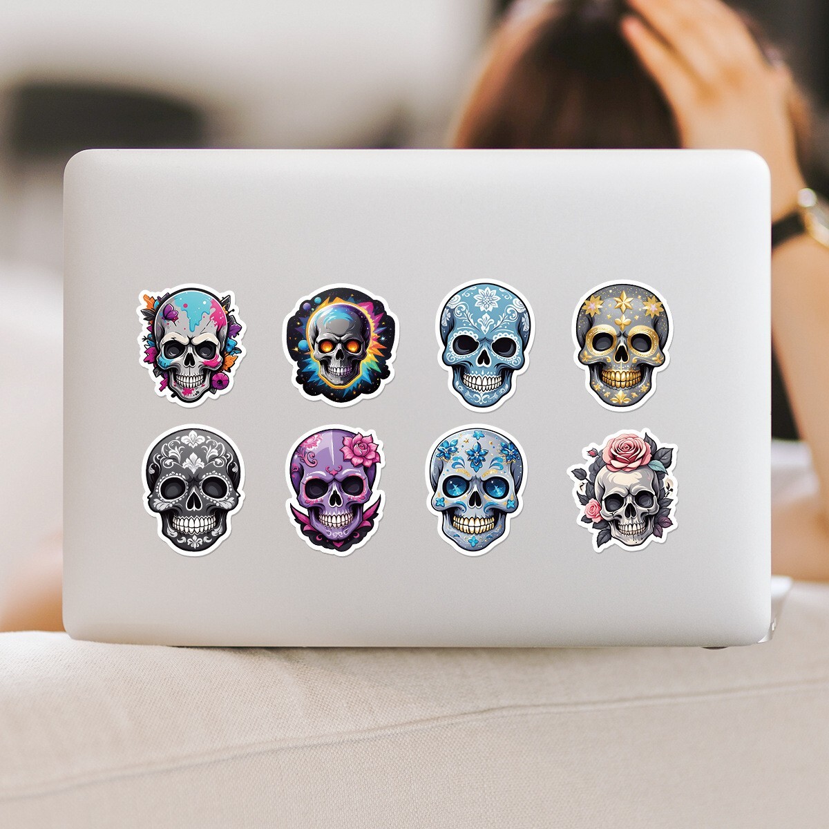 50 Pcs Stickers Halloween Skull Laptop Luggage Skateboard Car Graffiti Vinyl DIY