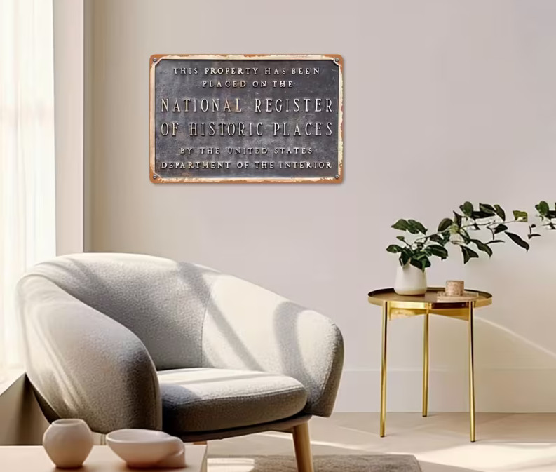 NEW 2D 8×12 Blue Brown ”National Register Of Historic Places” Metal Wall Sign
