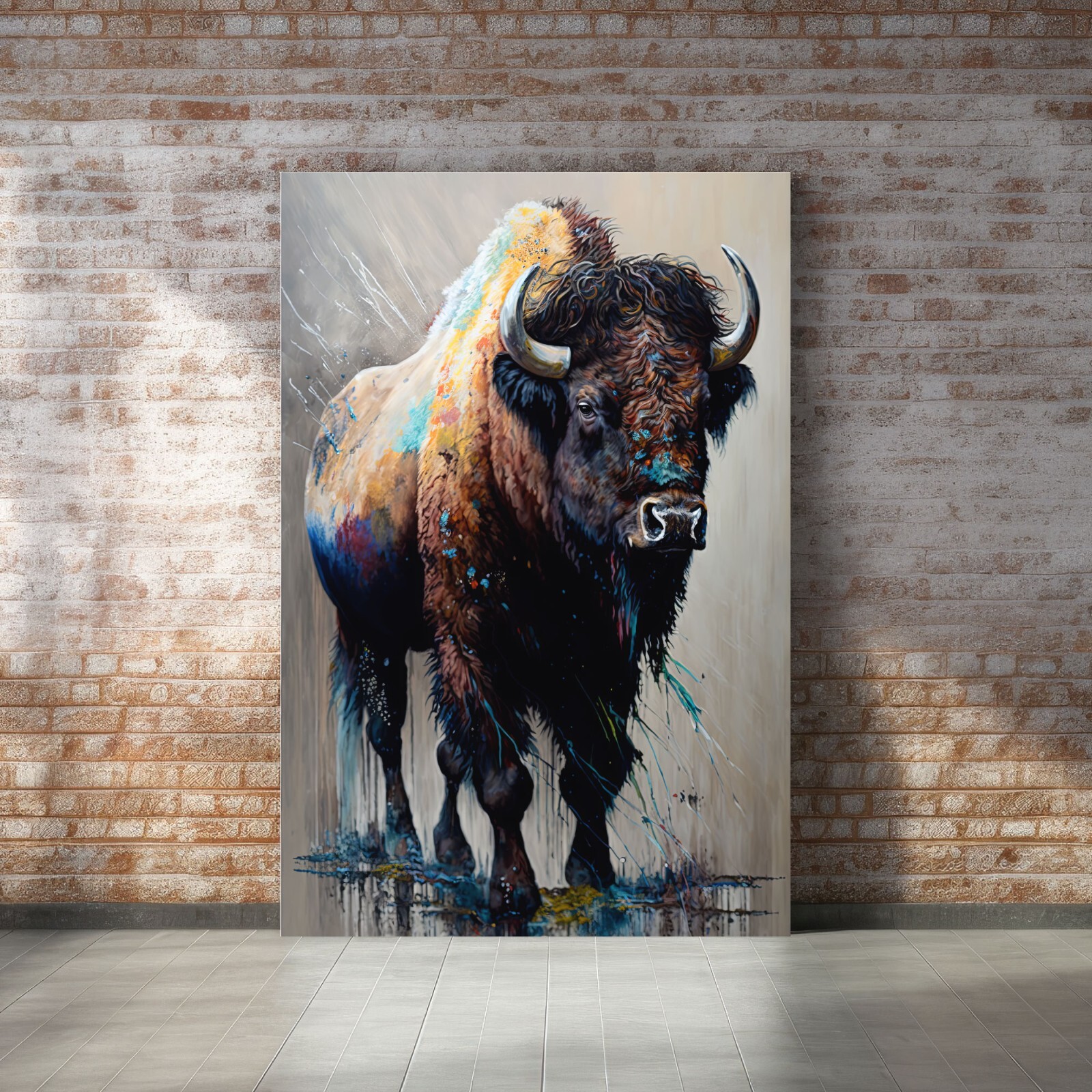 American Buffalo Canvas Wall Art, Painting Print, Home Decor – 5 Sizes