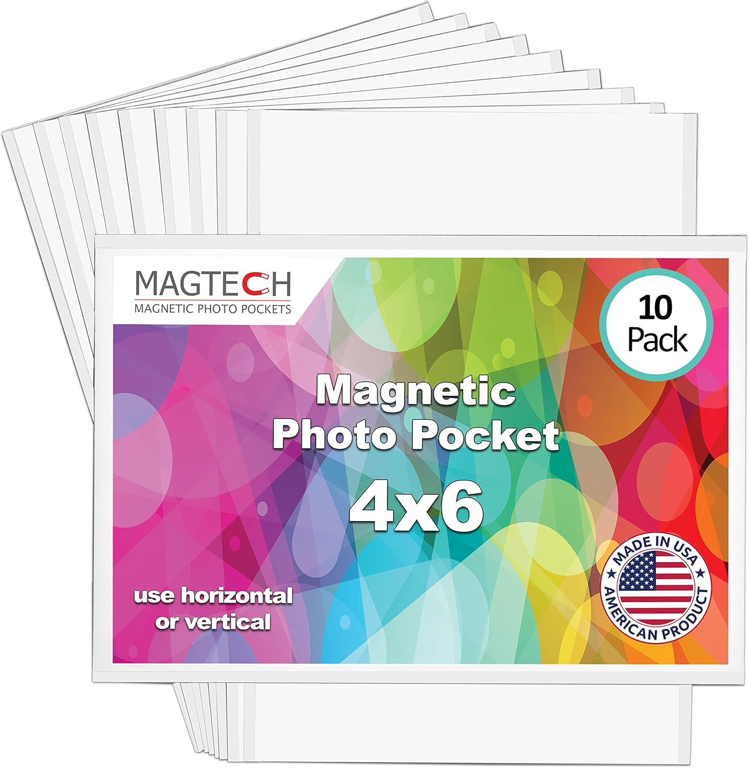 Magtech Magnetic Pocket Picture Frame, White, Holds 4 X 6 Inches Photos, 10, Mad