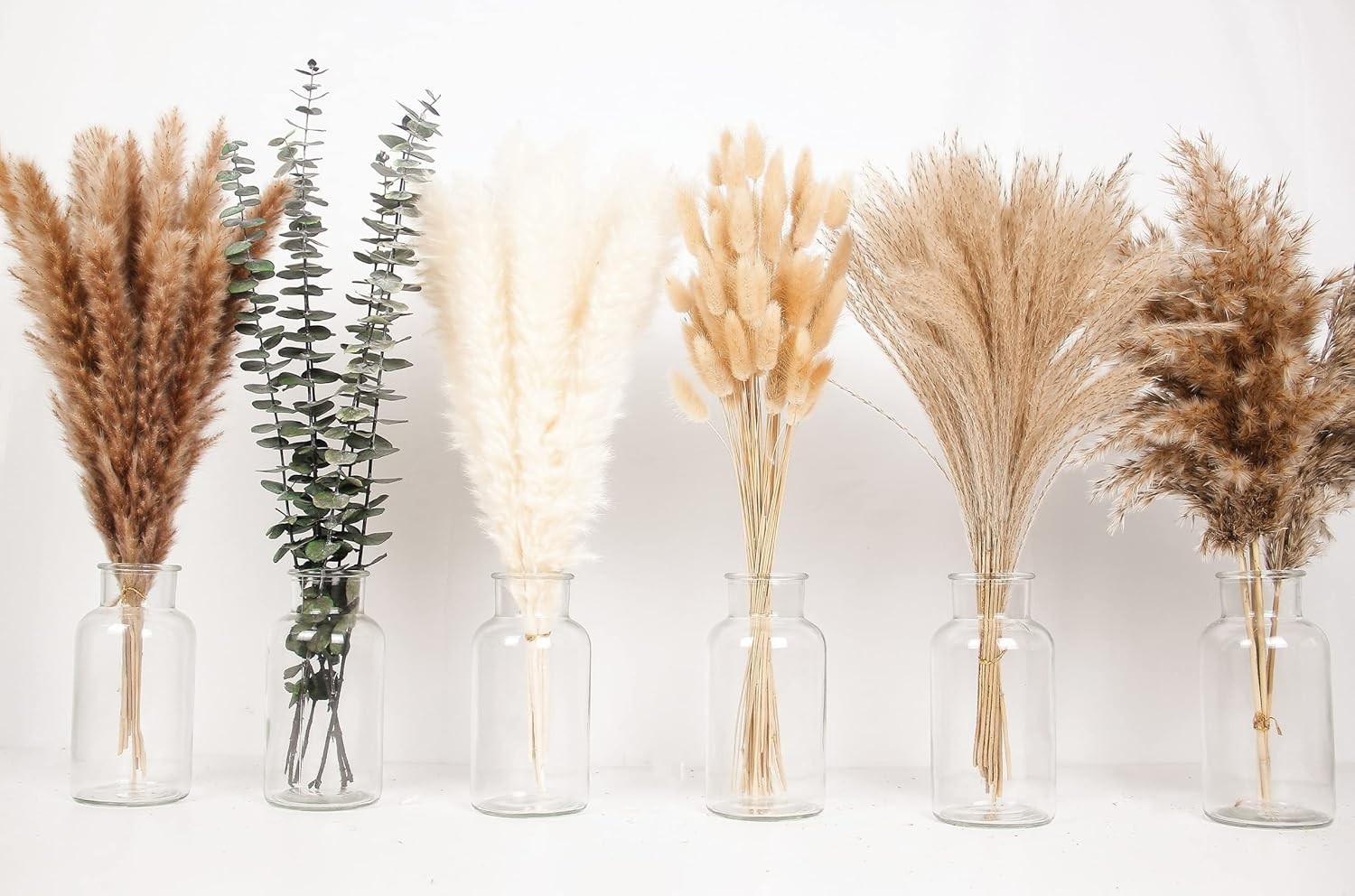 White Pampas Grass Decor 46″ Tall Stems 10 Pieces Large Boho Home Decor