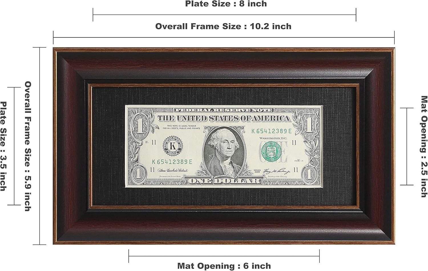 Paper Money Holder Dollar Bill Display Currency Frame, Easel Stand & Wall Hanger