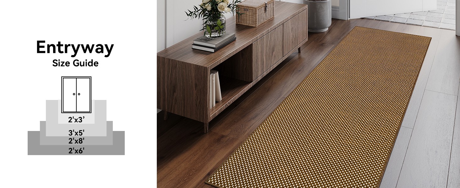 3×5 ft Area Rug Entryway Runner Rug Non Slip Washable, Boho Woven Kitchen Runner