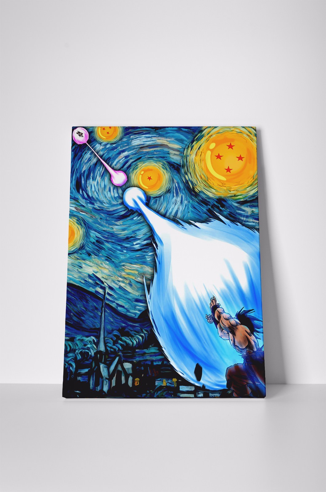 Dragon Ball Z Starry Night Portrait Framed Canvas Print Wall Art (Ready To Hang)