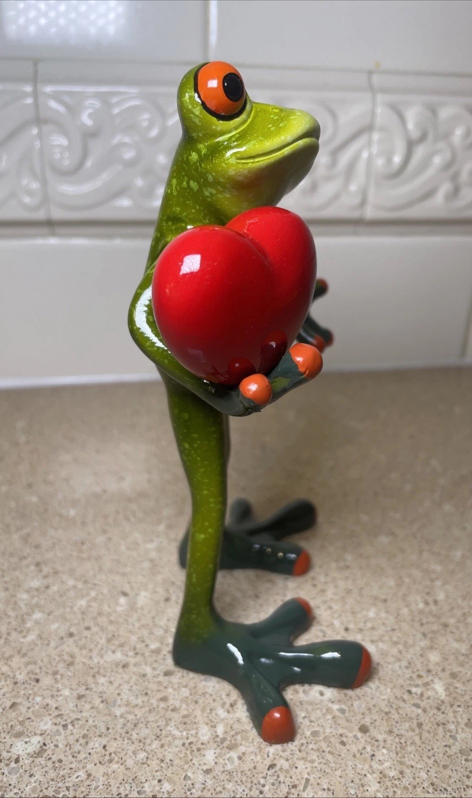 Frog Figurine Holding A Red Heart
