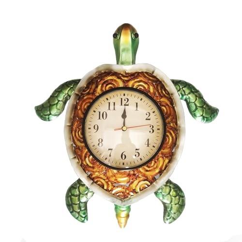 Turtles Wall Clock Turtle Decor for Kitchen Teal green sea turtles deco Green