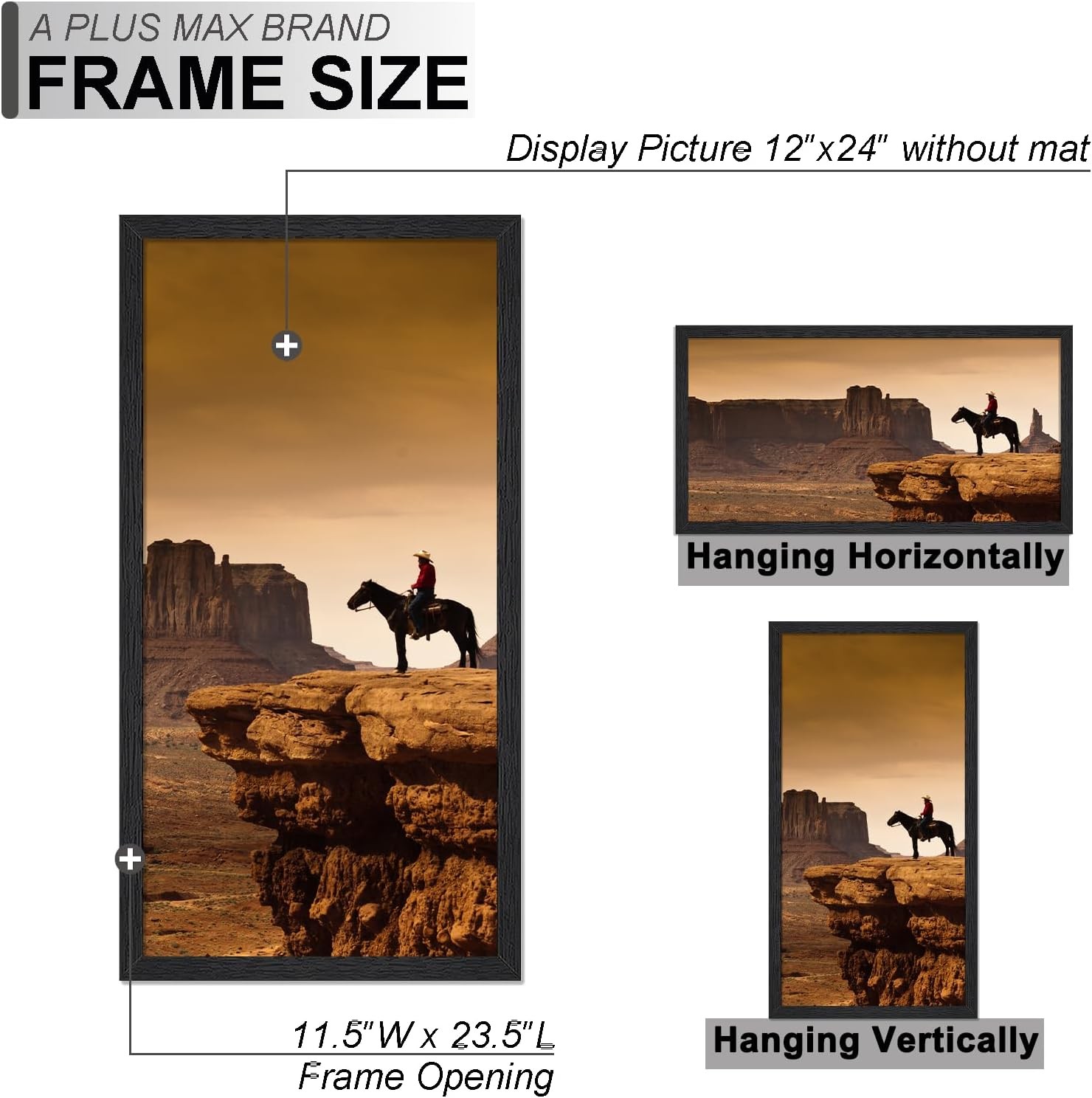 12×24 Picture Frame Black Engineered Wood Frame 12 x 24 Inch Picture Poster