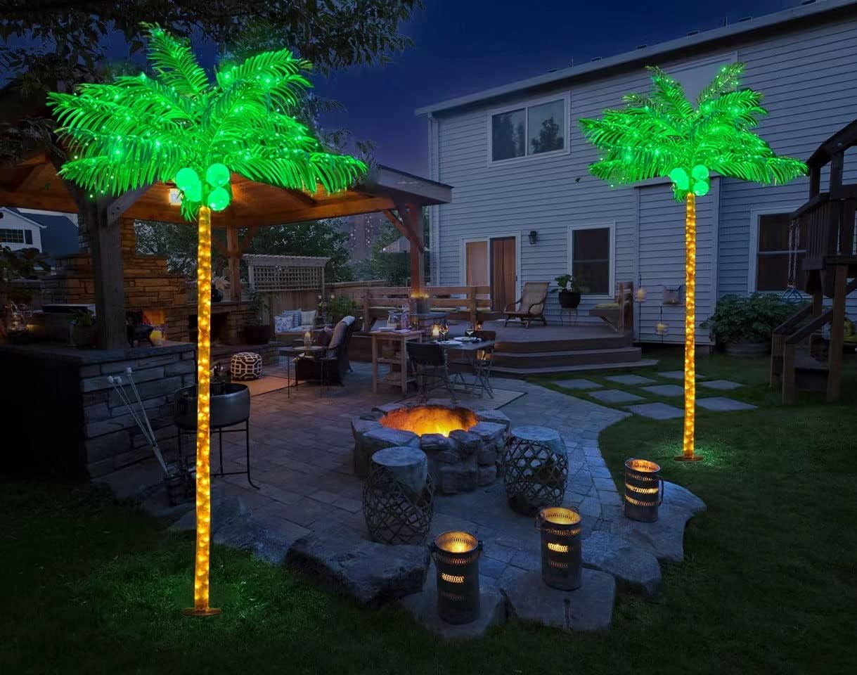 Palm Trees for Outside Patio, 9.5Ft 305 LED Lighting Artificial Palm Tree wit…
