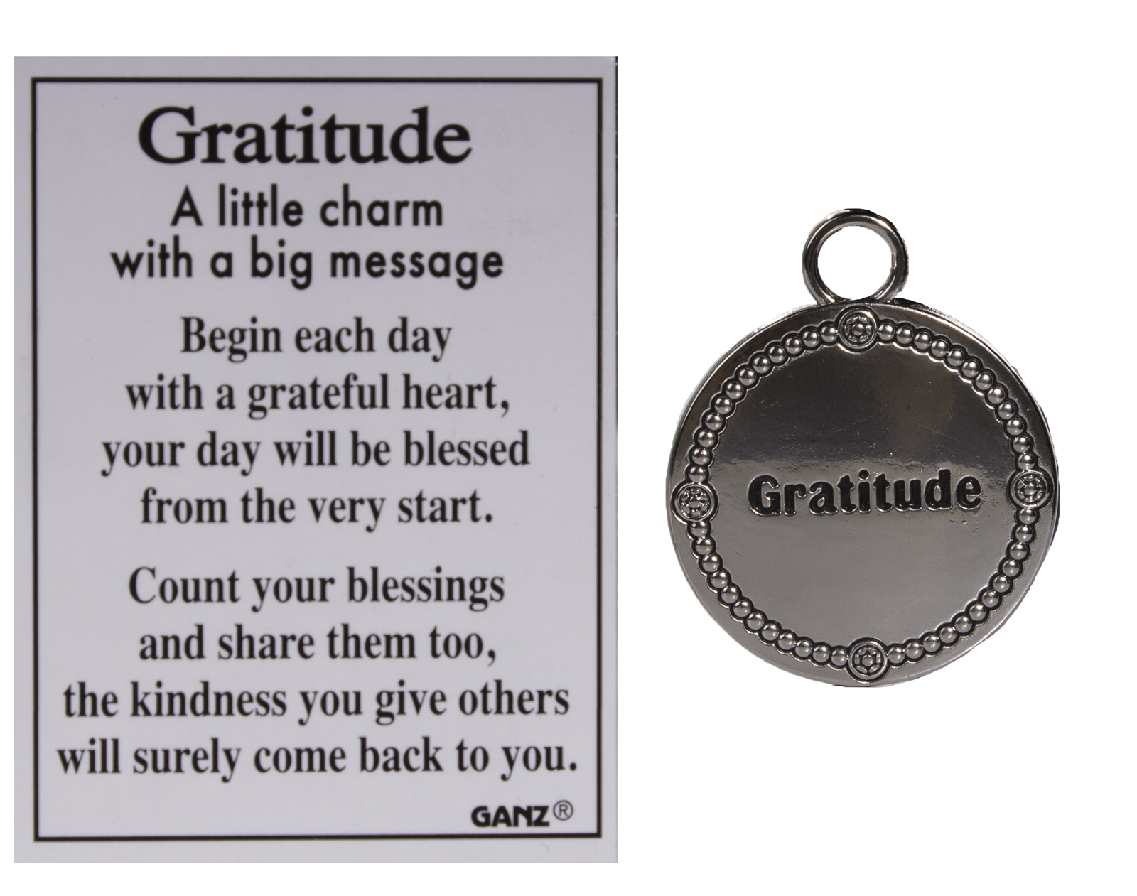 Inspirational Thank You Gift – Zinc Gratitude Charm w/ Story Card