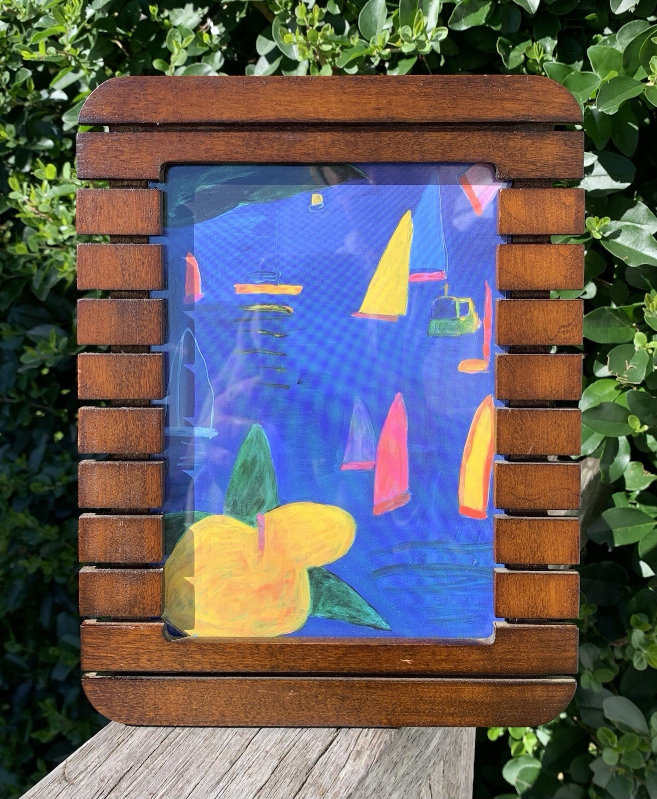 Photo Frame Wooden Slats Mid Century Modern Design For 12x17cm Picture
