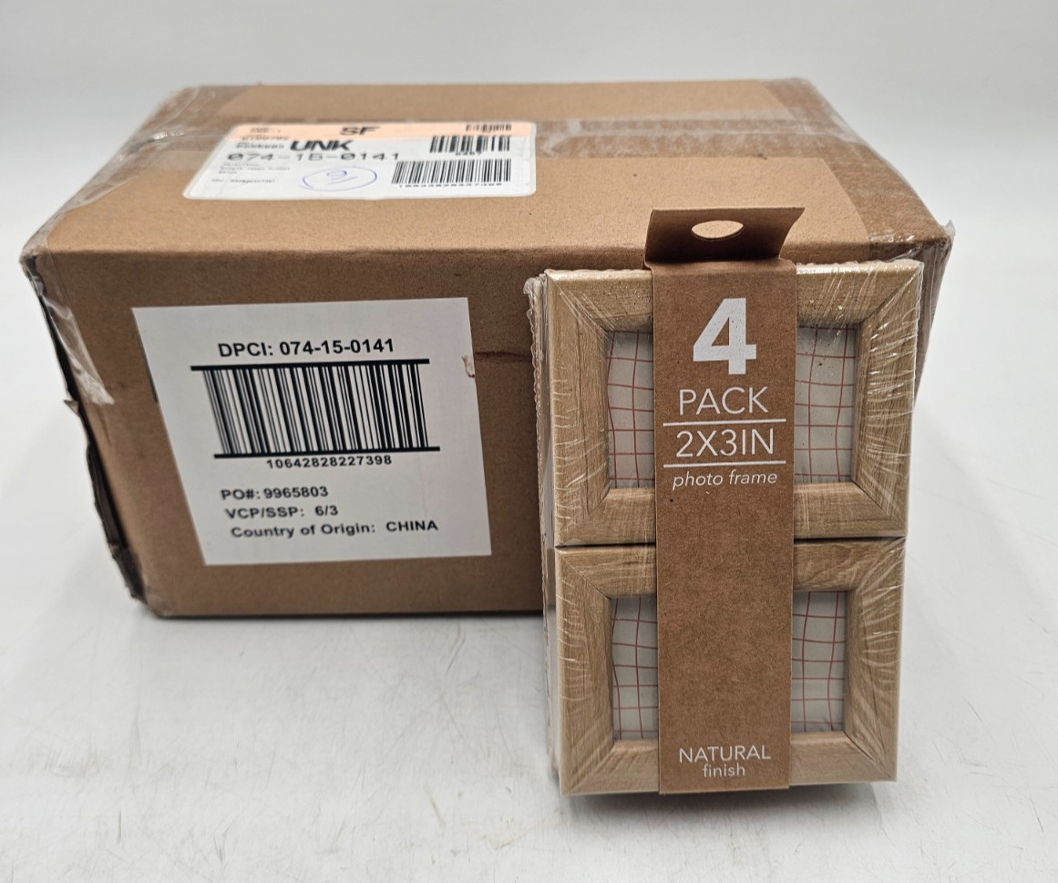 Case of 6 packs of 4 2″x3″ Harbortown Mini Frames Natural- Brand New