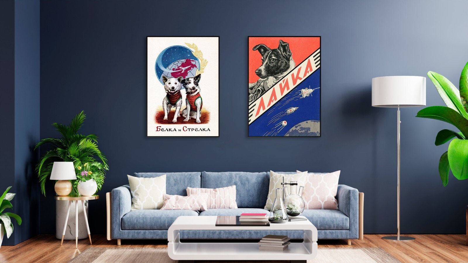 Laika, first space dog, 1960s — Soviet vintage space poster, propaganda poster